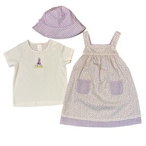 Janie and Jack Frolic Through The Flowers Lavender Floral Dress, Top and Hat 3T